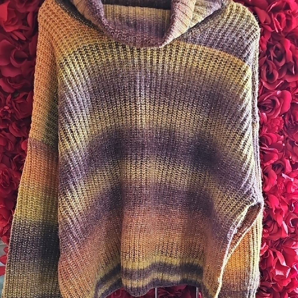 Old Navy Multicolor Knit Women's Sweater Brown/Purple/Orange Size XXL